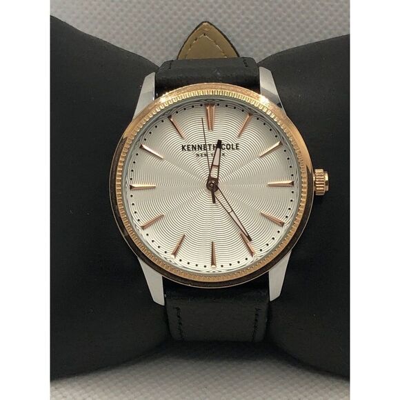 Kenneth Cole KC50877002 Women Black Leather Analog Dial Quartz Wrist Watch KS298 - Picture 1 of 9